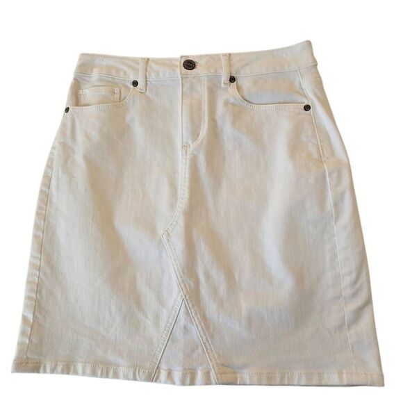 LOFT Womens Stretch Flat Front Denim Jean Mini Skirt White Light Wash Size 2 - Picture 9 of 9